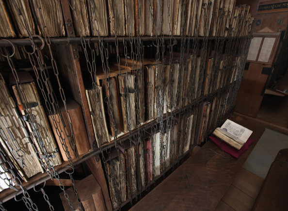 The chained library at Hereford Cathedral
