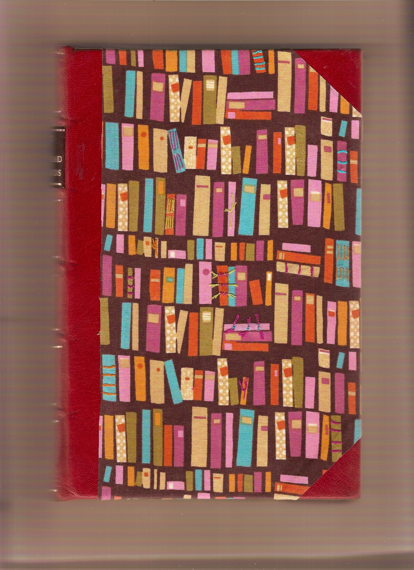 Leutz, P. The Thread that Binds. Oakknoll, 2010. GBW, Lone Star Chapter exhibition. Spine with gold-stamped label and gold-tooled stitching motif.