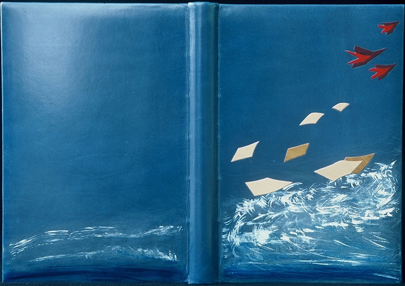 Box calf binding with onlays and painting by Ghislaine Bureau Box calf binding with onlays and painting by Ghislaine Bureau