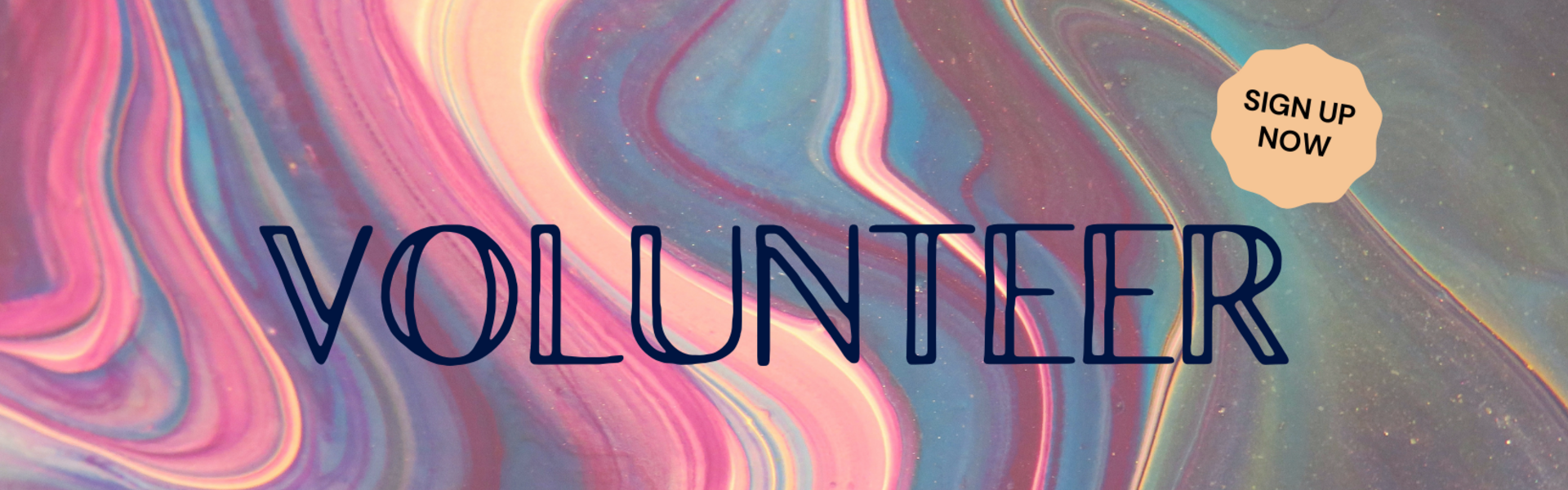 swirlying colors with the word Volunteer over the top