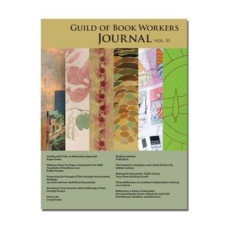 Image of Journal Volume 51 cover featuring six vertical segments of design binding covers. 