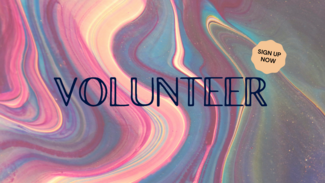 swirlying colors with the word Volunteer over the top