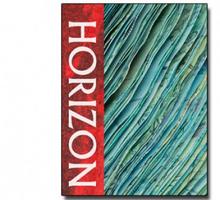 book with wavy green lines on cover and red title binding